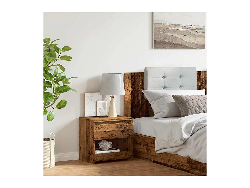 Table de chevet vieux bois 40x30x39 cm bois d'ingénierie