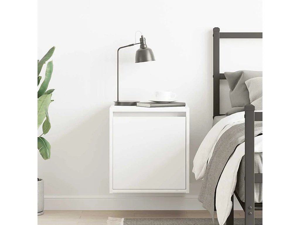Table de chevet murale blanc 38x34x40 cm