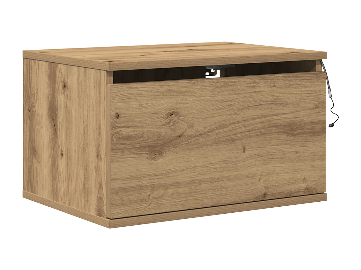 Cabinet de chevet avec LED en chêne artisanal 50x36x30 cm