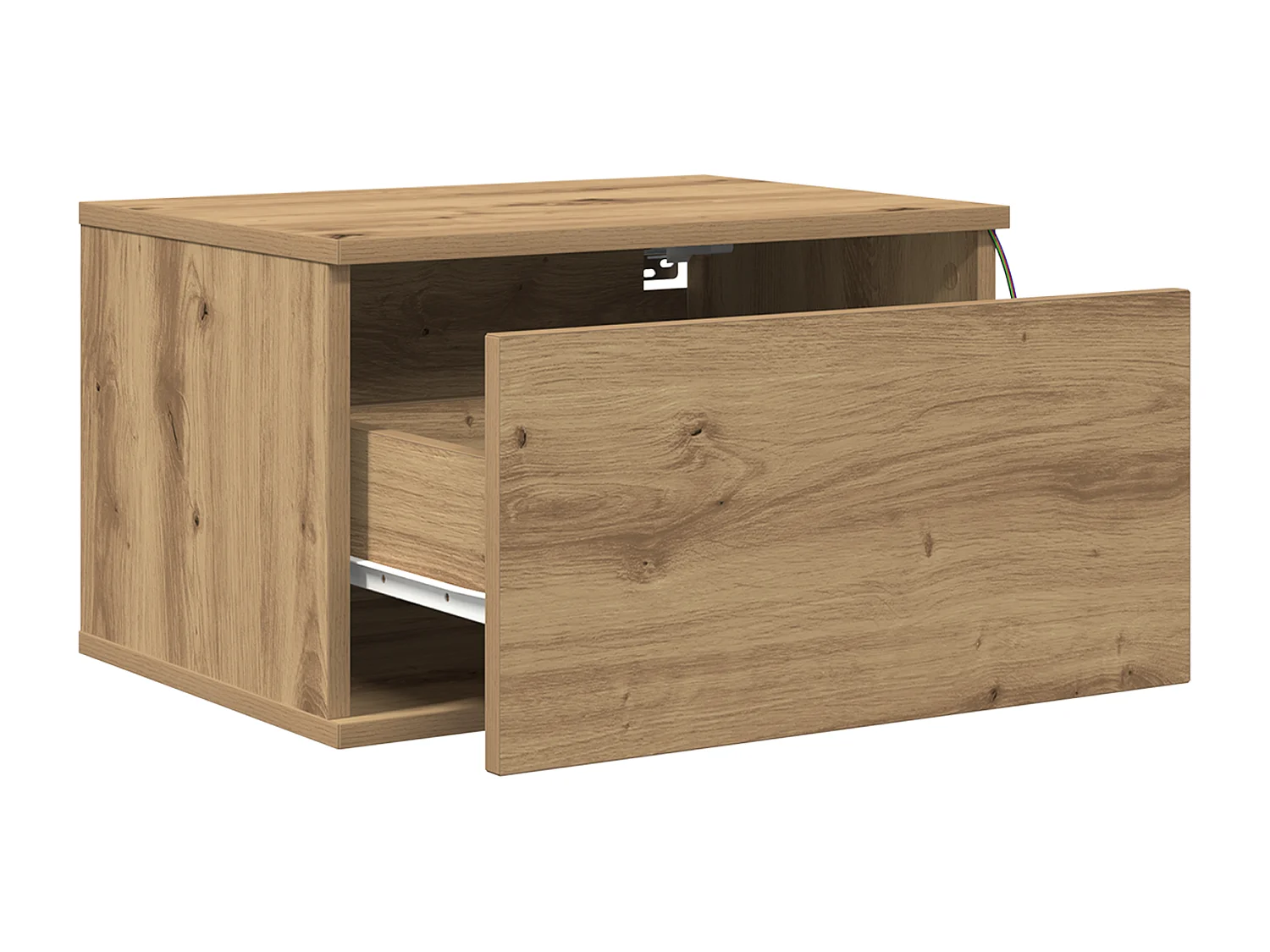 Cabinet de chevet avec LED en chêne artisanal 50x36x30 cm