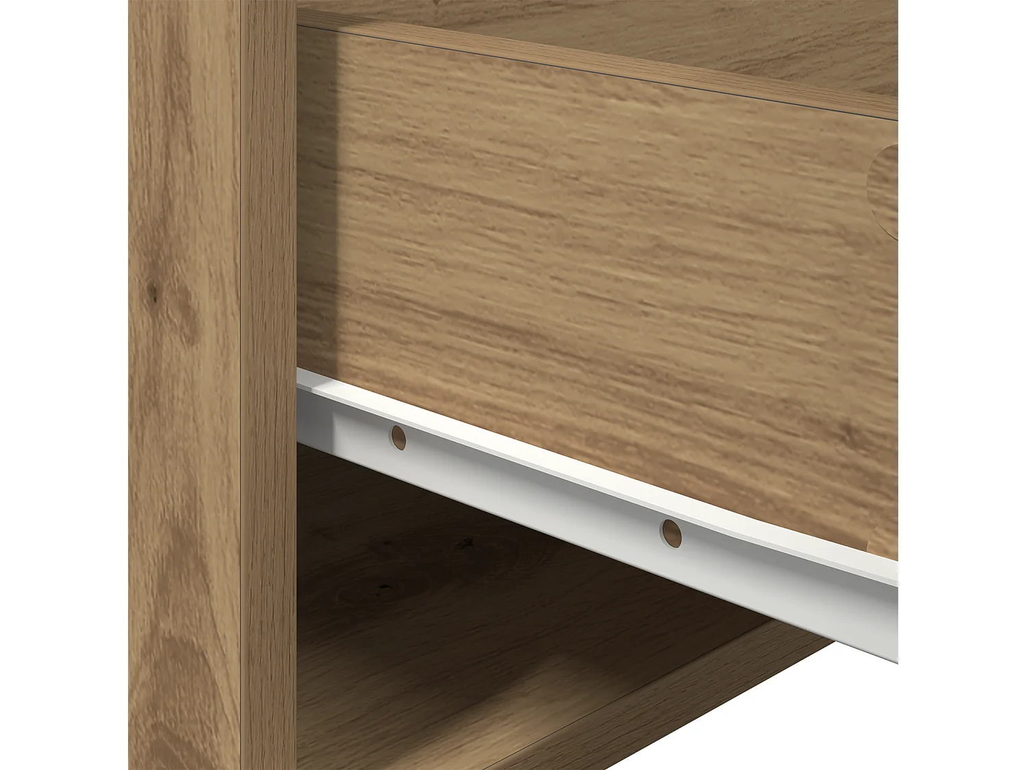 Comodino con LED in rovere lavorato a mano 50x36x30 cm