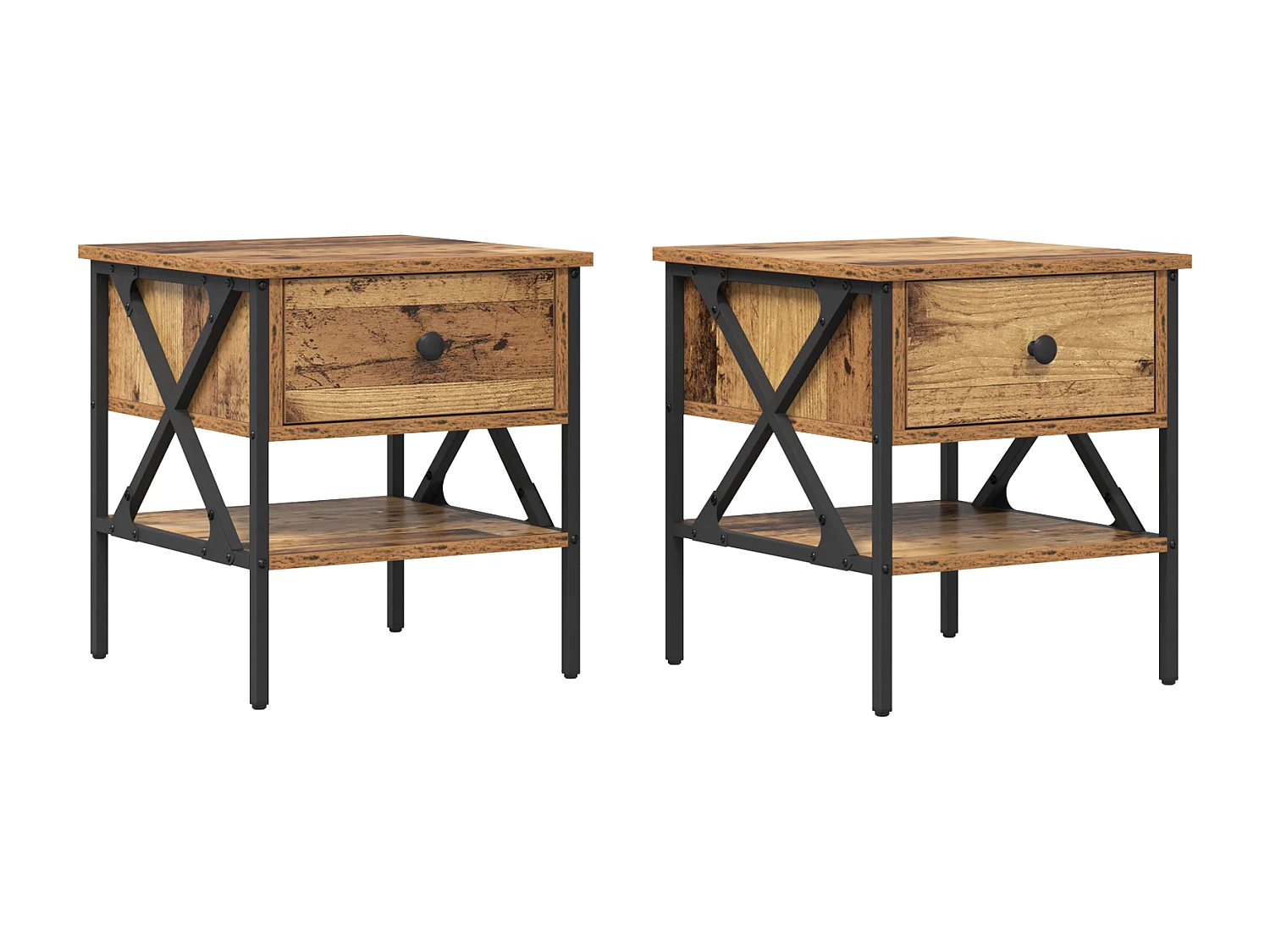 Tables de chevet 2 pcs Bois vieilli 40x42x45 cm Panneau de bois reconstitué