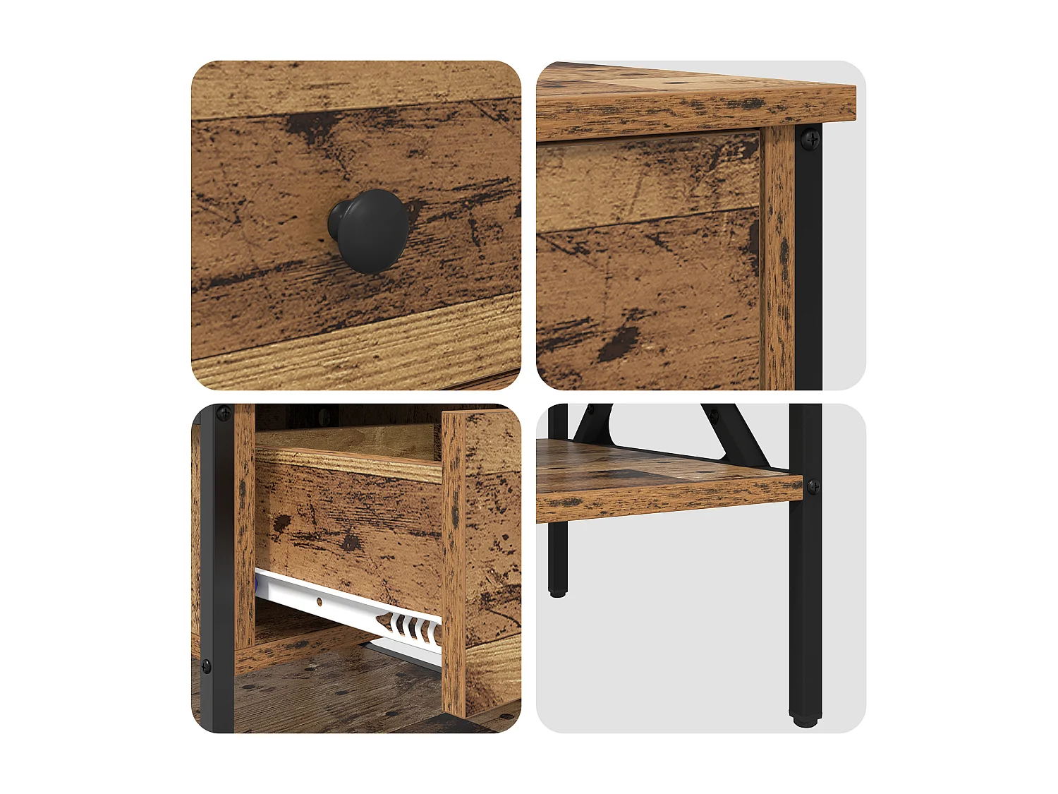 Tables de chevet 2 pcs Bois vieilli 40x42x45 cm Panneau de bois reconstitué