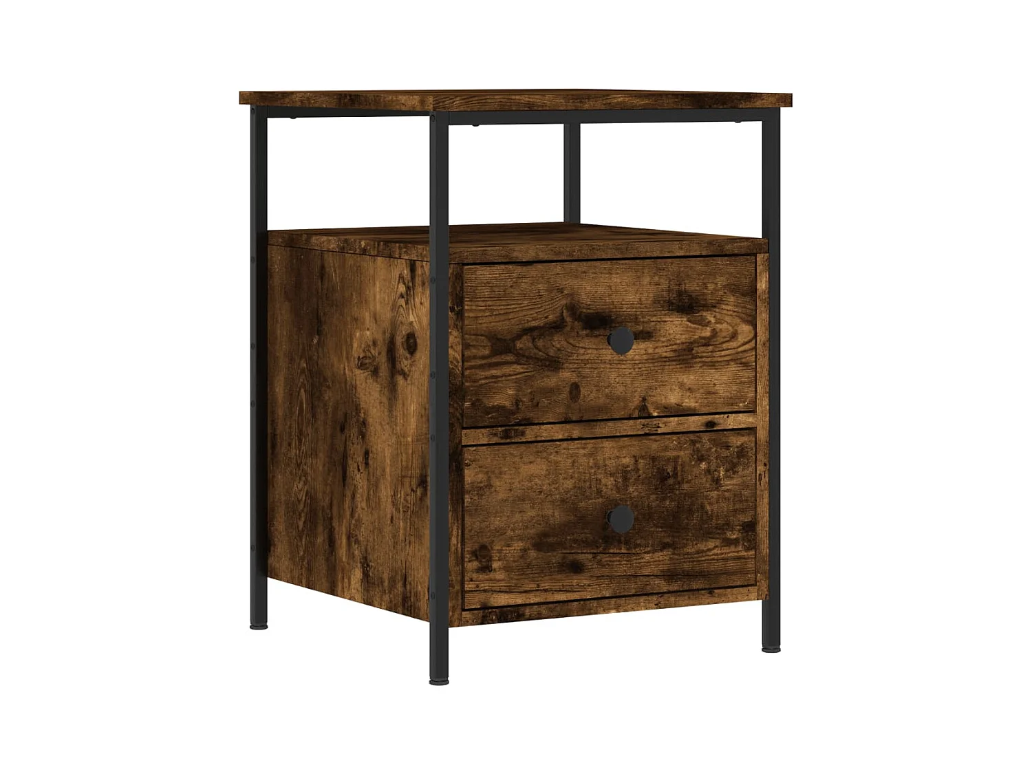 Mesita de noche de roble ahumado 44x45x60 cm madera de ingeniería