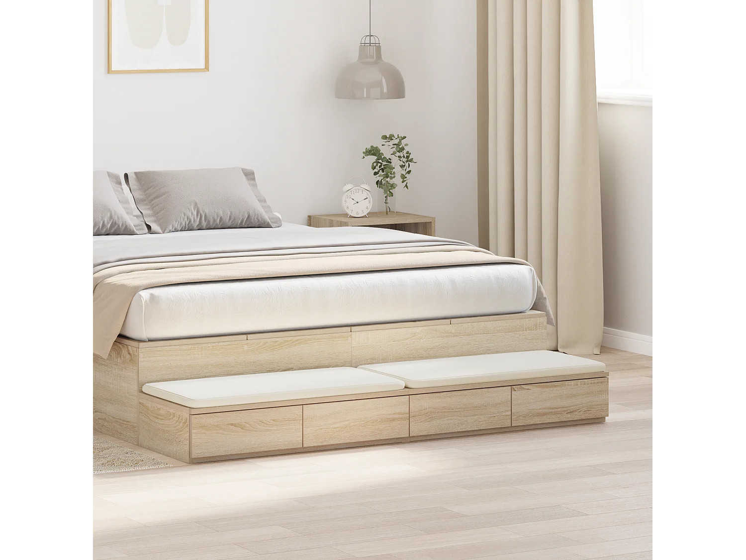 Cassettiera per letto in rovere Sonoma 160x36,5x16,5 cm in legno ingegnerizzato