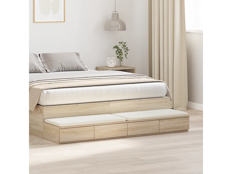 Cassettiera per letto in rovere Sonoma 160x36,5x16,5 cm in legno ingegnerizzato