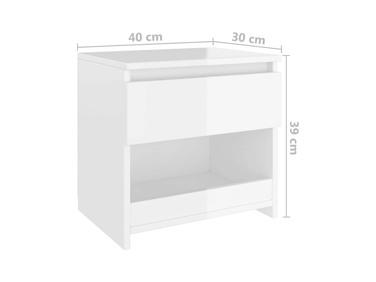 Mesitas de noche 2 uds Blanco brillo 40x30x39 cm Aglomerado