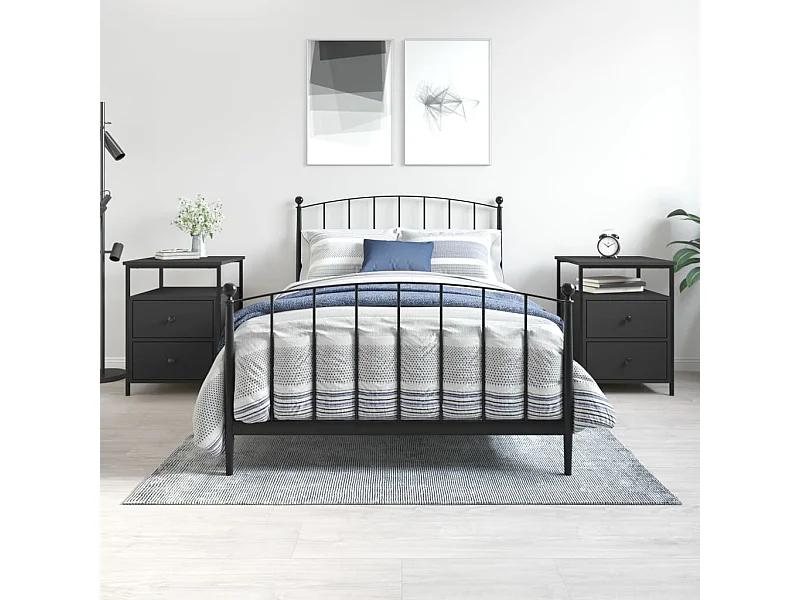 Comodini 2 pezzi neri 44x45x60 cm in legno ingegnerizzato