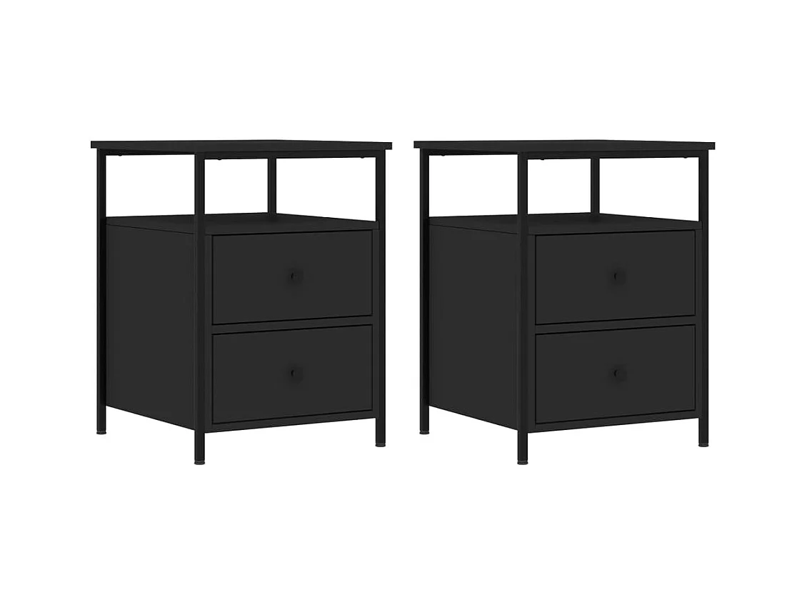 Nachtkastjes 2 stuks zwart 44x45x60 cm bewerkt hout