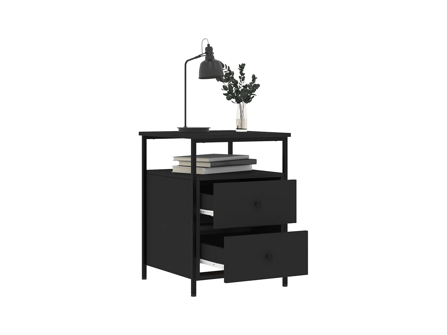 Nachtkastjes 2 stuks zwart 44x45x60 cm bewerkt hout