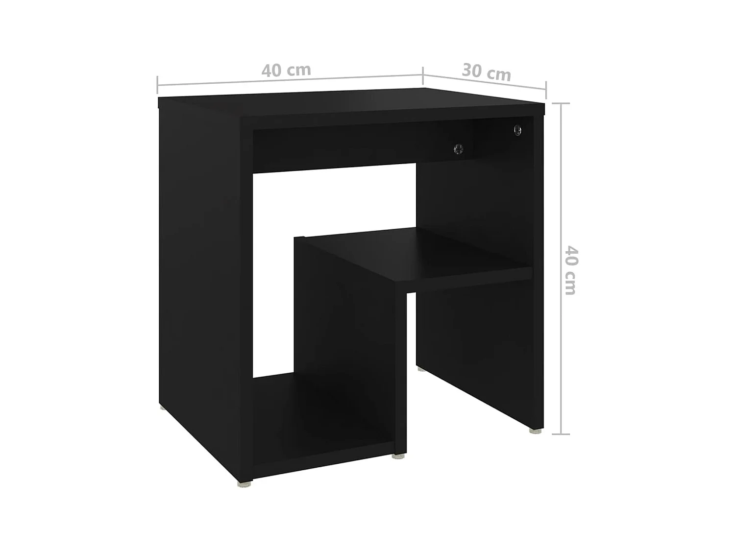 Comodino nero 40x30x40 cm in legno ingegnerizzato