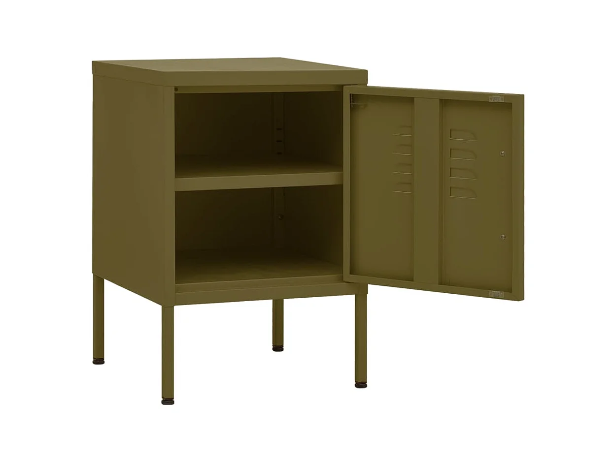 Table de chevet Vert olive 35x35x51 cm Acier