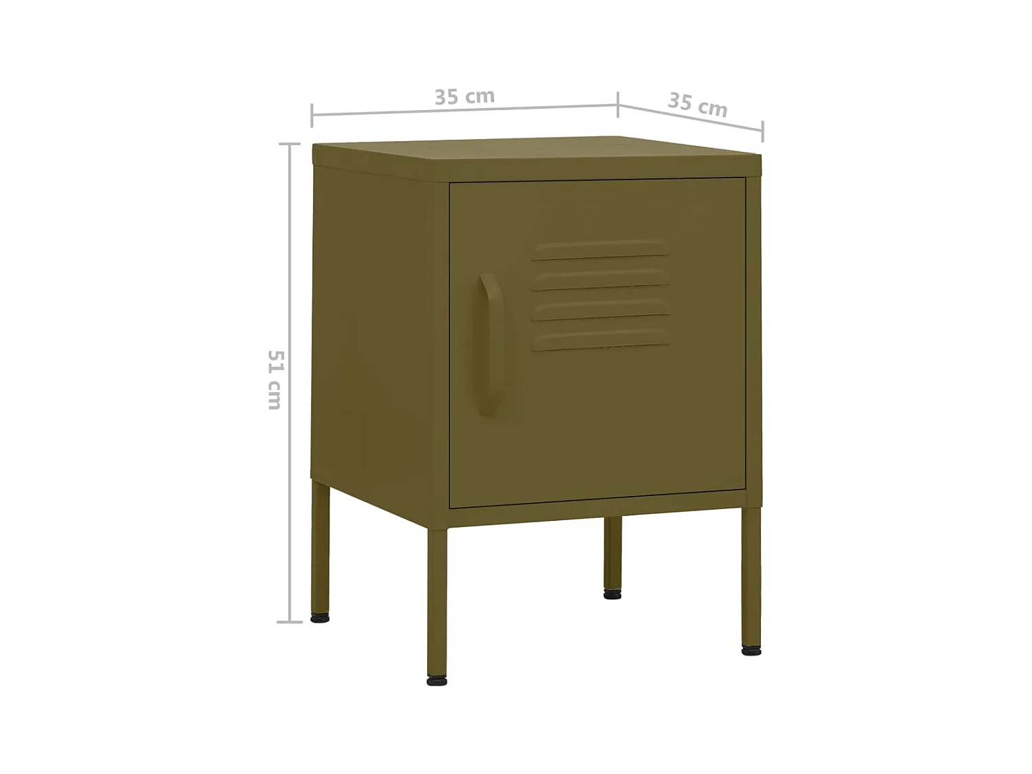 Table de chevet Vert olive 35x35x51 cm Acier