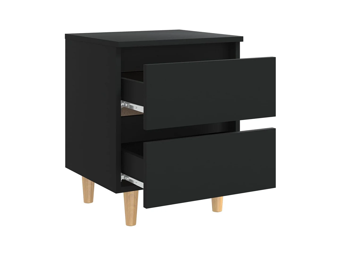 Comodino con gambe in pino nero 40x35x50 cm