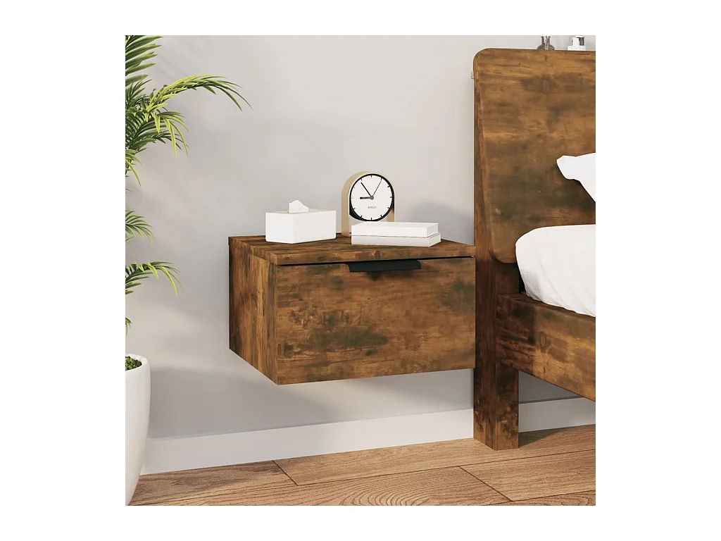 Table de chevet murale Chêne fumé 34x30x20 cm