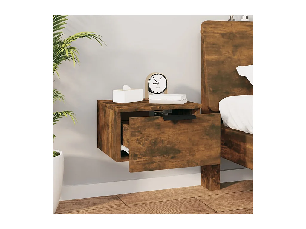 Table de chevet murale Chêne fumé 34x30x20 cm