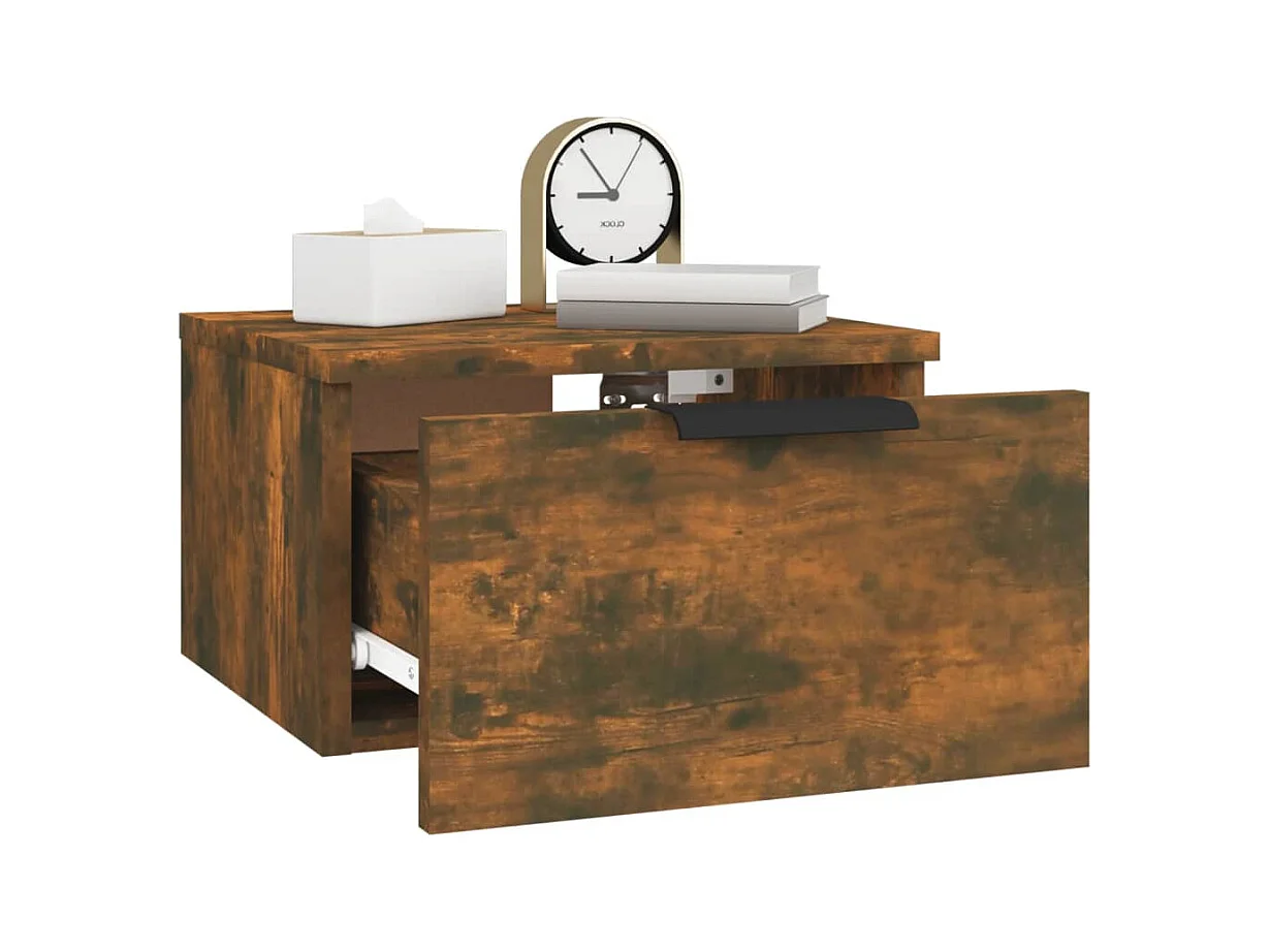 Table de chevet murale Chêne fumé 34x30x20 cm