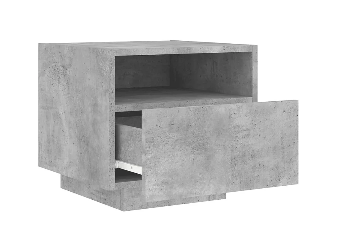 Comodino con luci LED, grigio cemento, 40x39x37 cm
