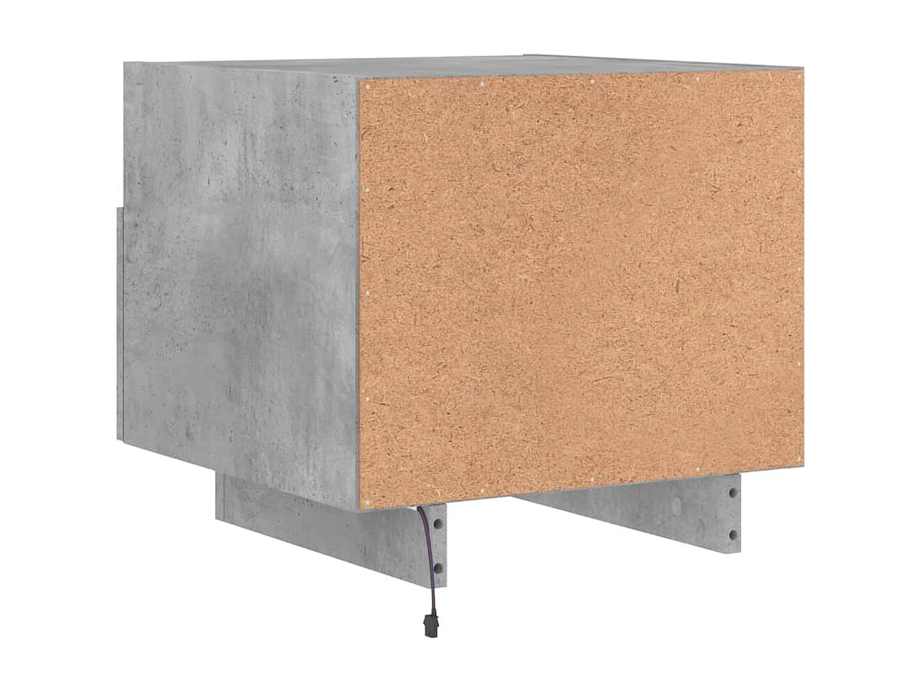 Comodino con luci LED, grigio cemento, 40x39x37 cm