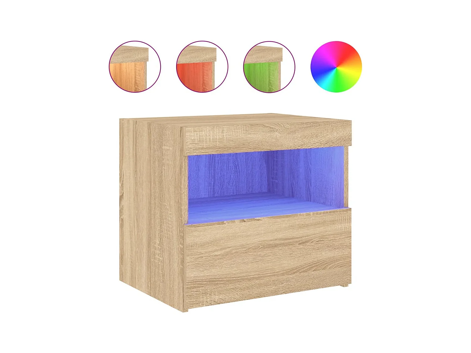 Table de chevet avec lumières LED chêne sonoma 50x40x45 cm
