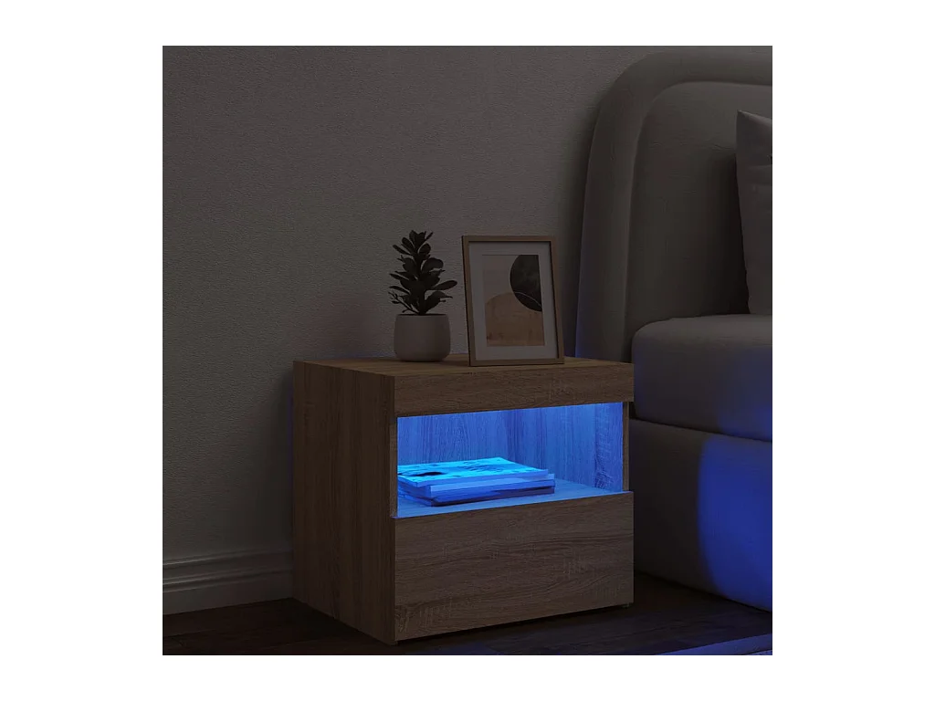 Table de chevet avec lumières LED chêne sonoma 50x40x45 cm