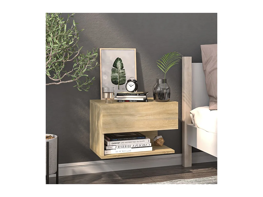 Wandmontierter Nachttisch aus Sonoma-Eiche
