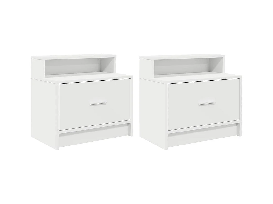 Table de chevet avec tiroir 2 pcs blanc 51x31x47 cm