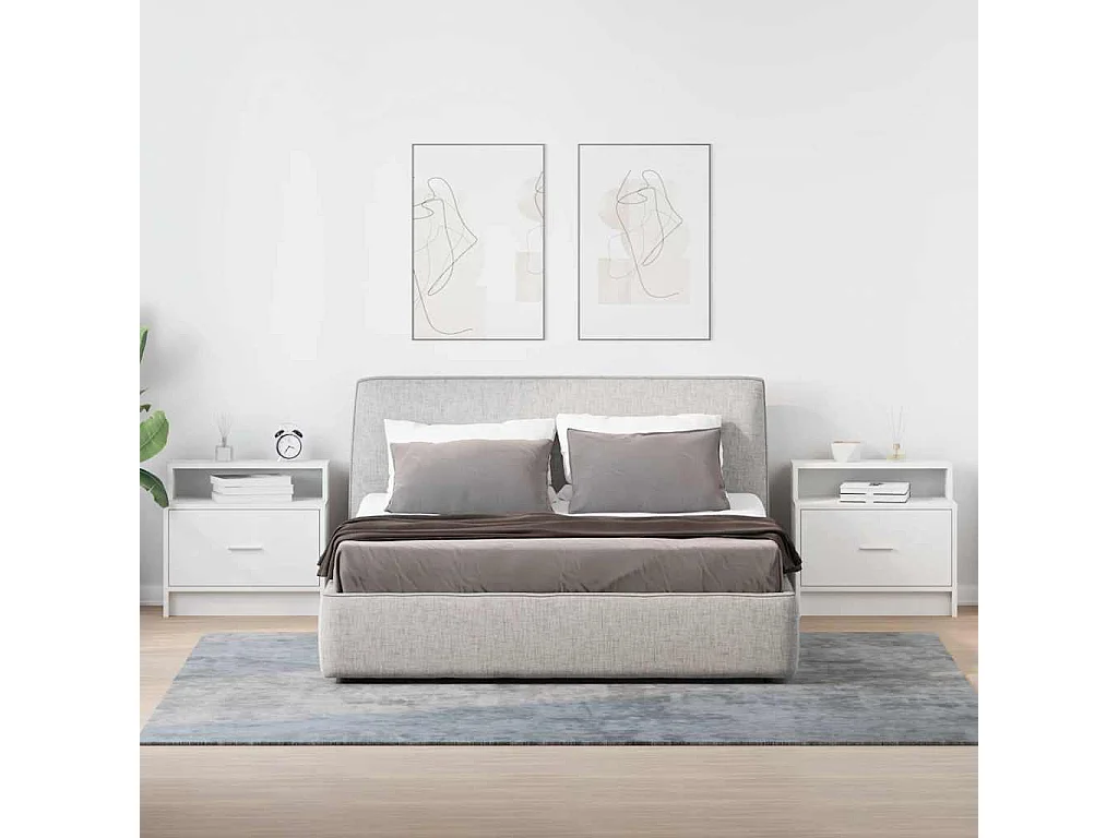 Table de chevet avec tiroir 2 pcs blanc 51x31x47 cm