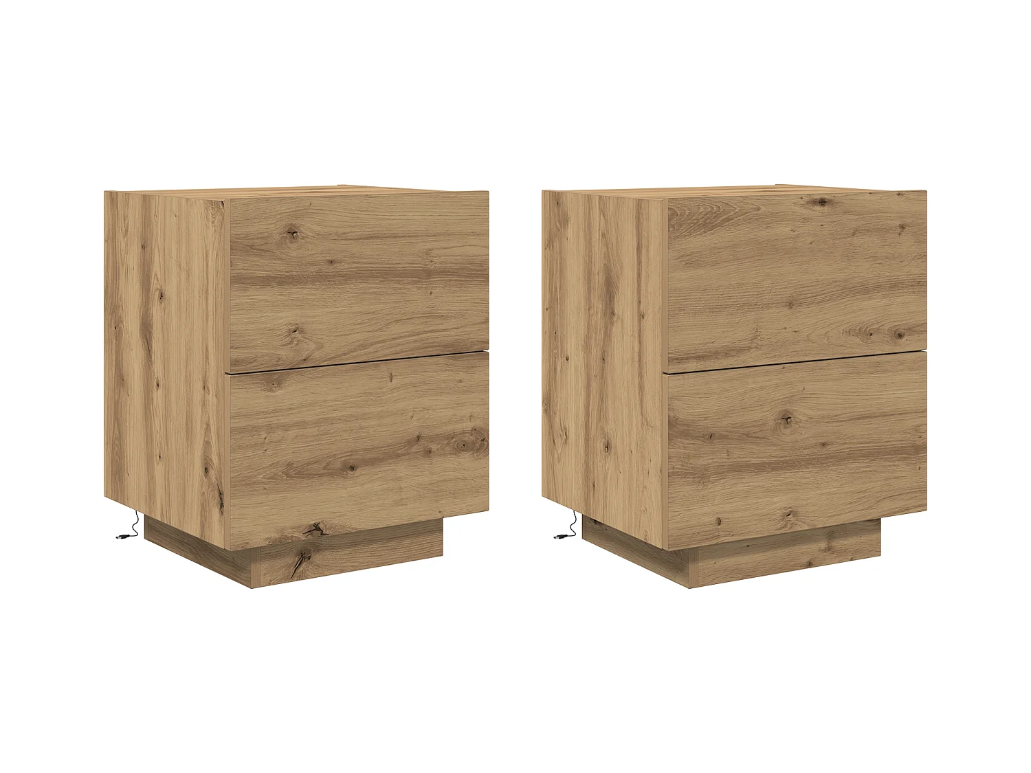 Tables de chevet avec lumières LED 2 pcs Chêne Artisan 45x40x55 cm