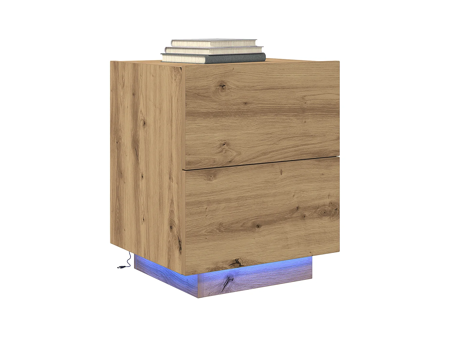 Tables de chevet avec lumières LED 2 pcs Chêne Artisan 45x40x55 cm