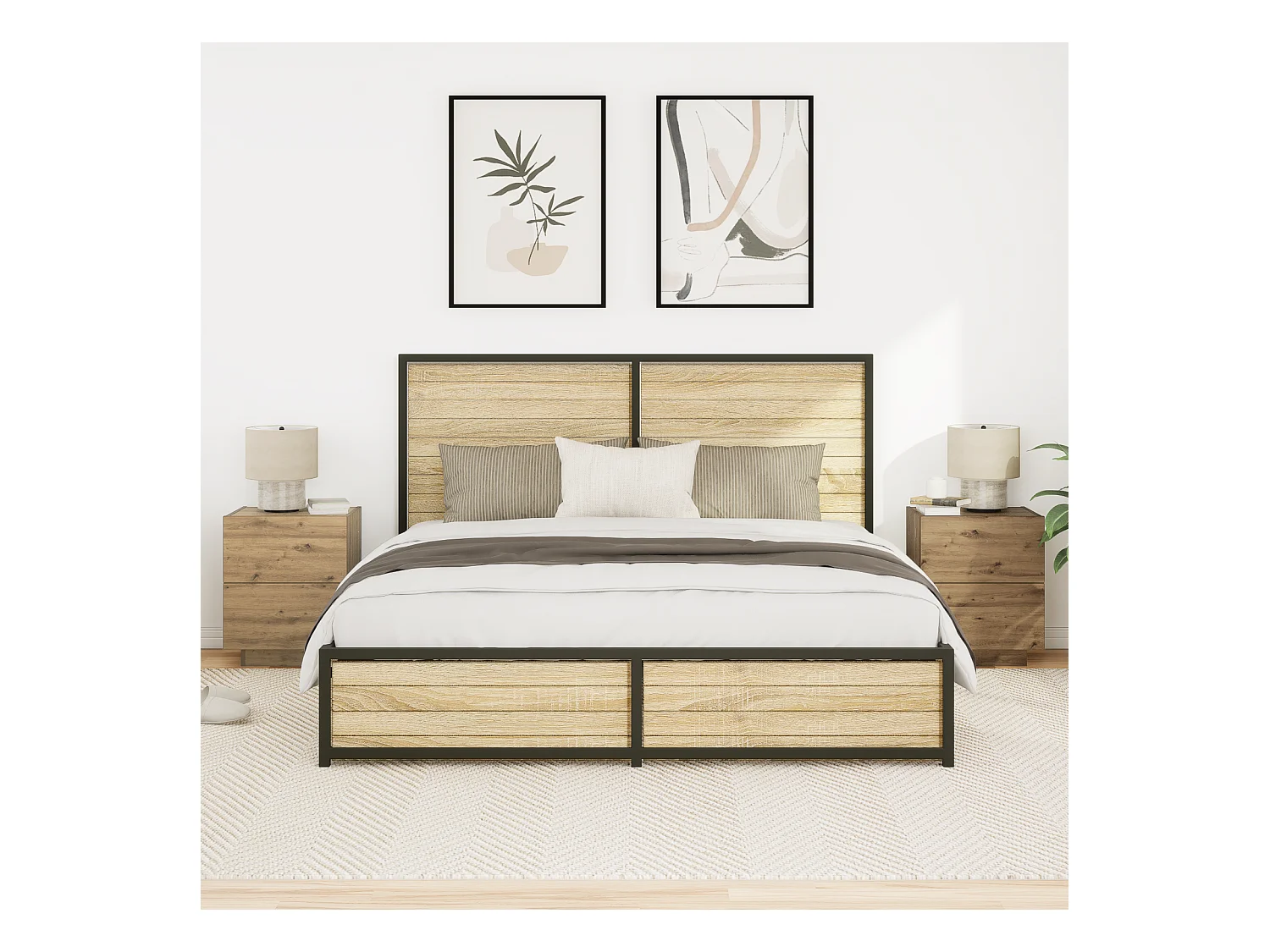 Tables de chevet avec lumières LED 2 pcs Chêne Artisan 45x40x55 cm