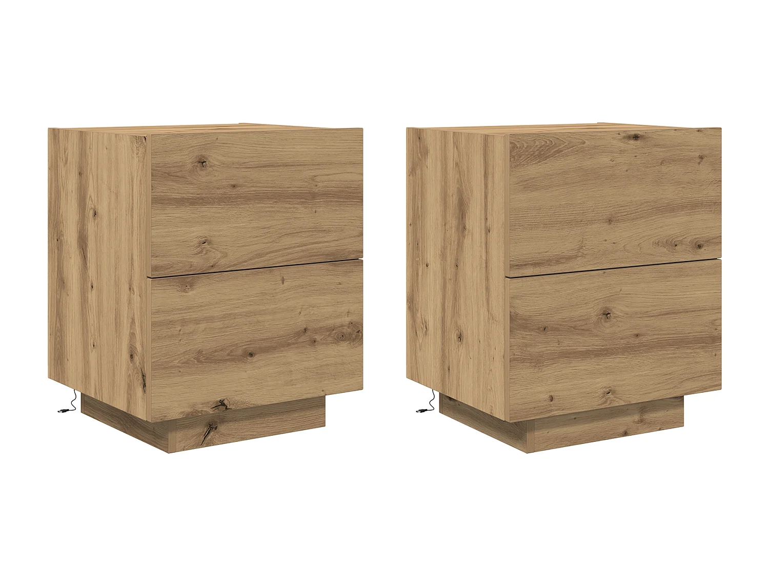 Tables de chevet avec lumières LED 2 pcs Chêne Artisan 45x40x55 cm