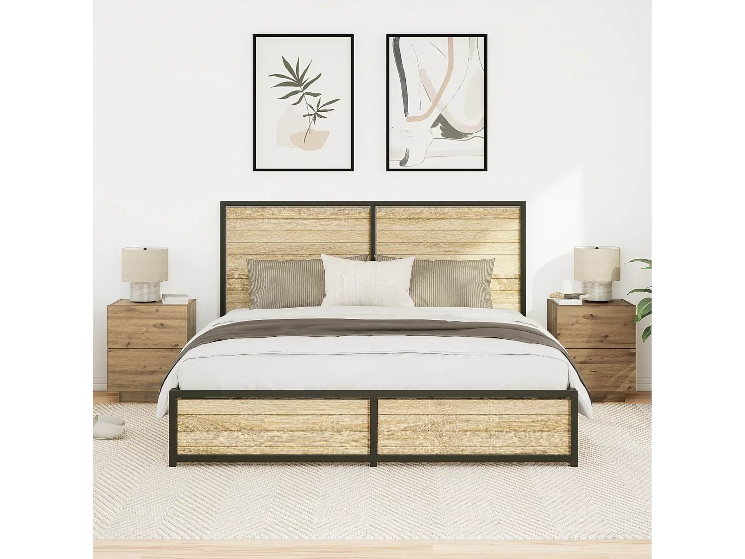 Tables de chevet avec lumières LED 2 pcs Chêne Artisan 45x40x55 cm