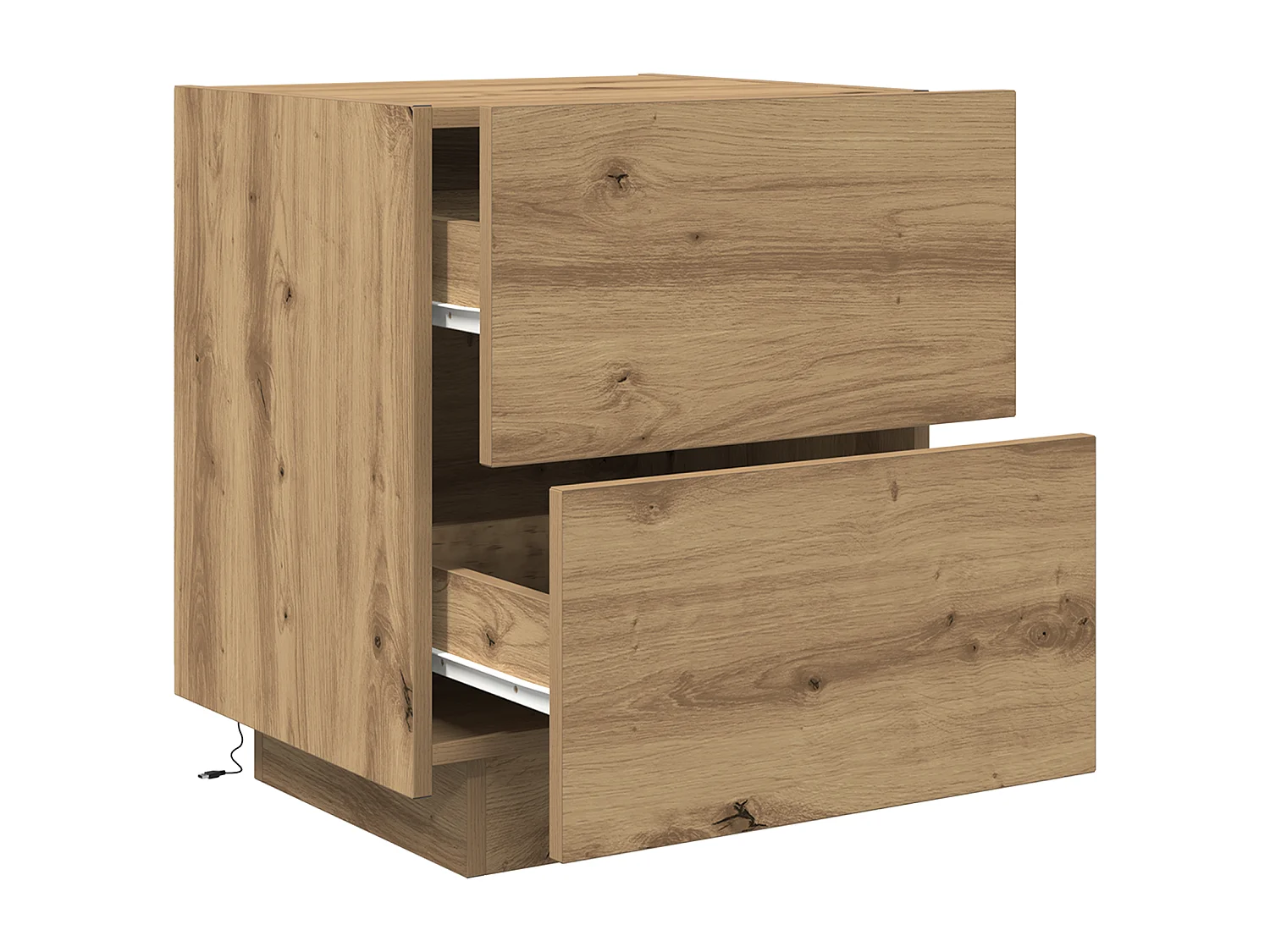 Tables de chevet avec lumières LED 2 pcs Chêne Artisan 45x40x55 cm