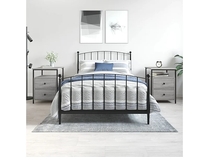 Mesitas de noche 2 piezas gris sonoma 44x45x60cm madera de ingeniería