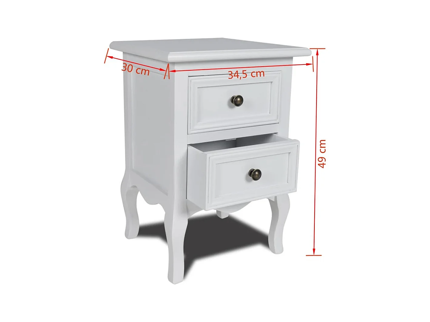 Table de chevet 2 pcs avec 2 tiroirs MDF Blanc