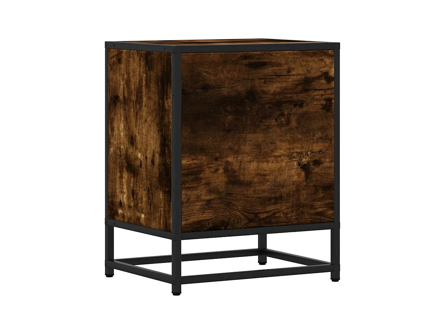 stuks nachtkastjes van gerookt eikenhout en metaal