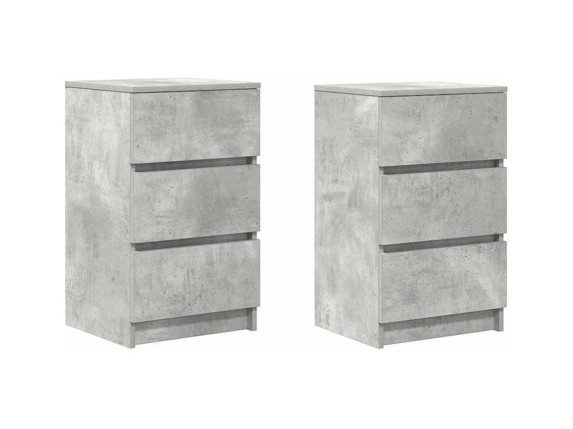 Nachtkastjes met 3 lades 2 stuks betongrijs 39x35x65 cm