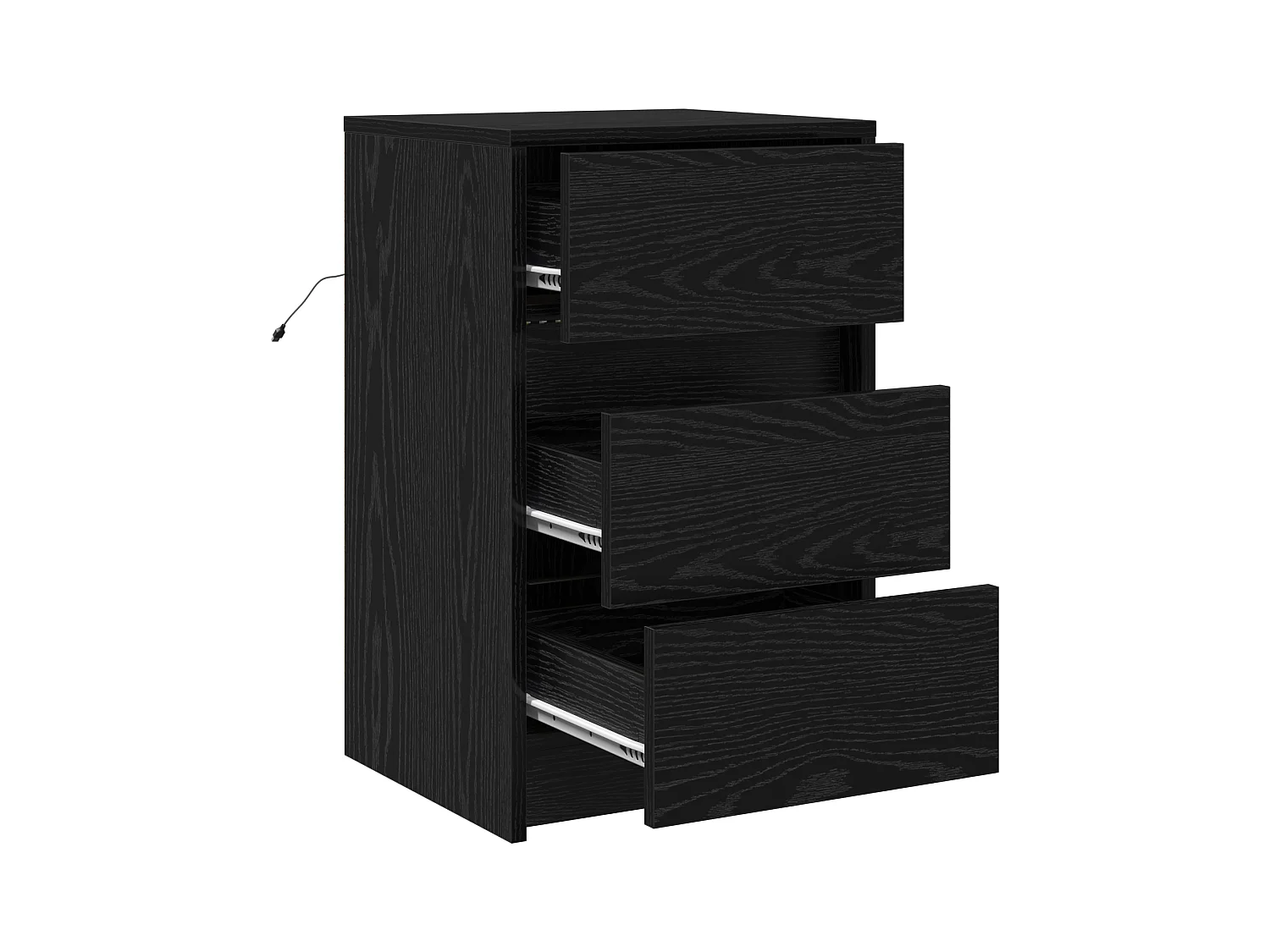 Table de chevet avec lumières LED Chêne noir Bois d'ingénierie