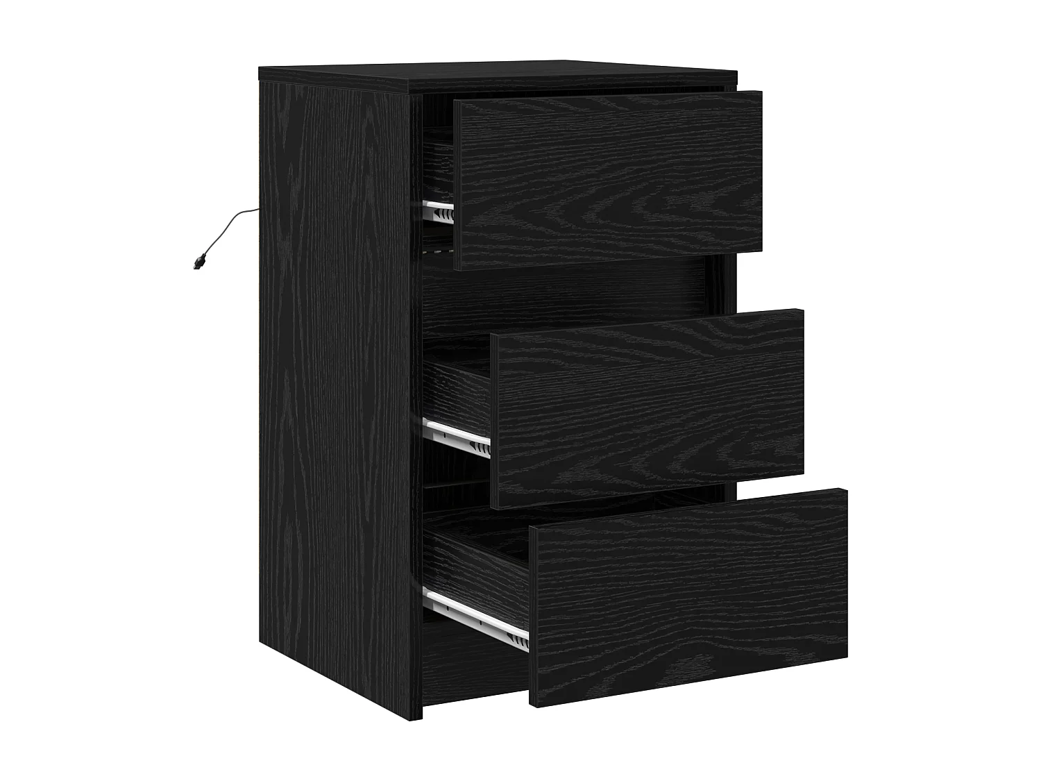 Table de chevet avec lumières LED Chêne noir Bois d'ingénierie