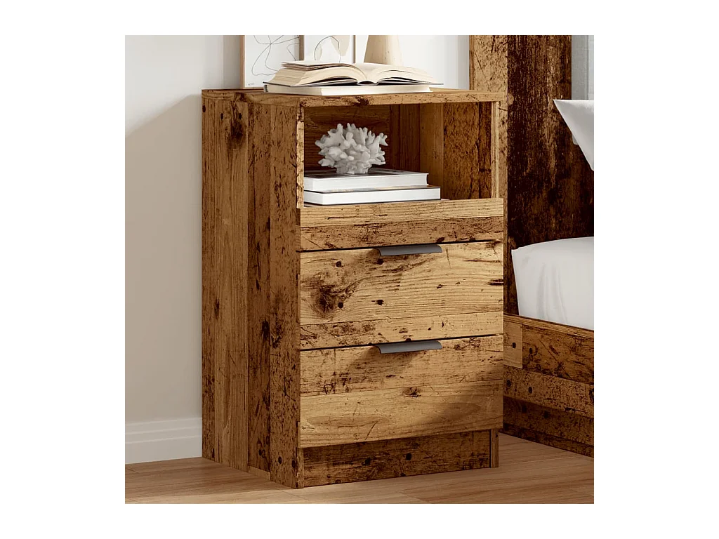 Table de chevet vieux bois 40x36x65 cm bois d'ingénierie