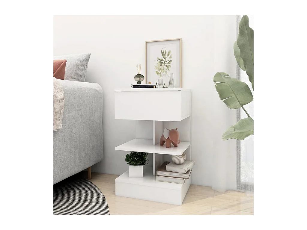 Tables de chevet 2 pcs Blanc 40x35x65 cm Bois d’ingénierie