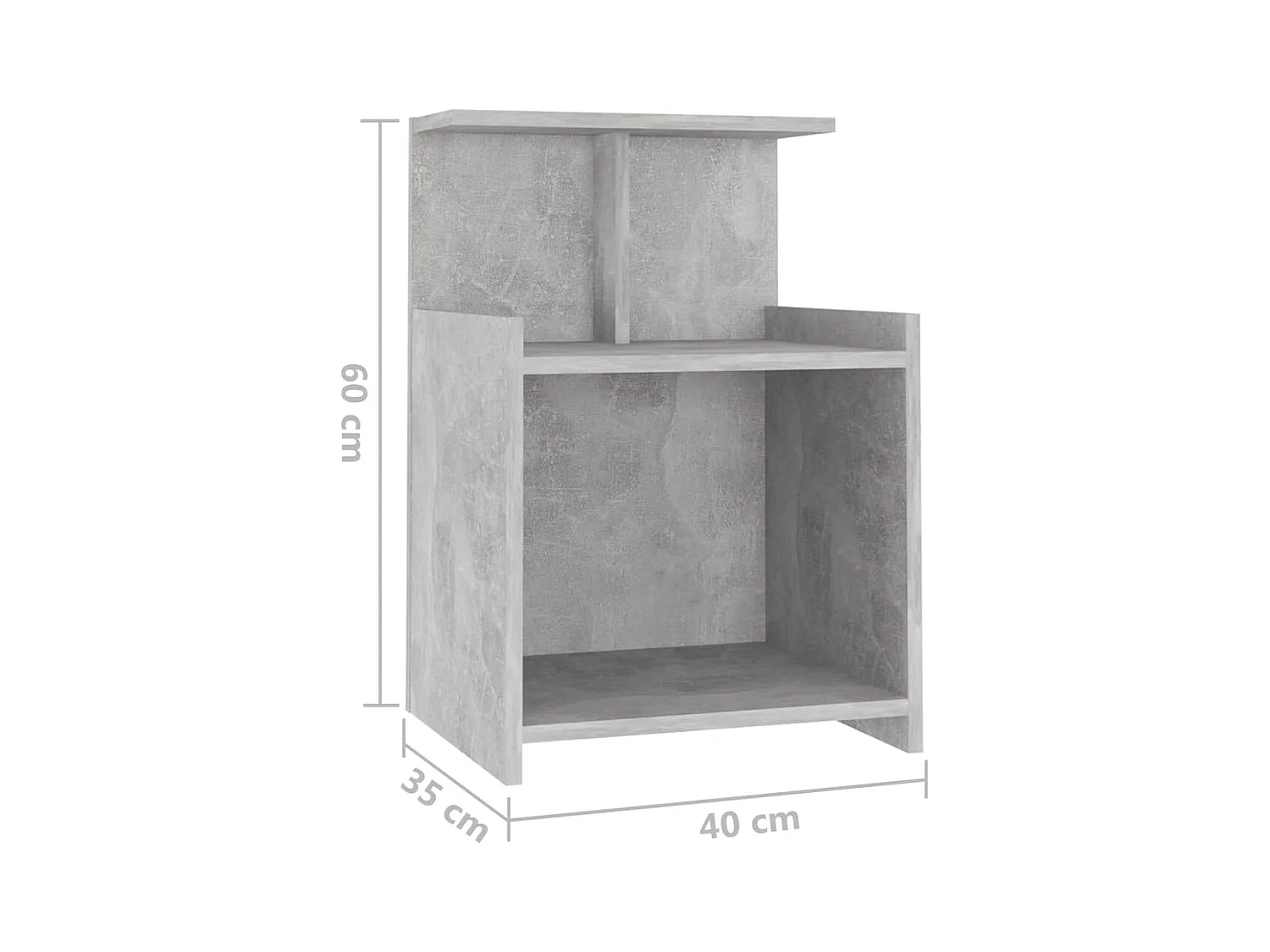 Table de chevet Gris béton 40x35x60 cm Aggloméré