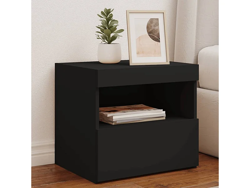 Nachtkastjes met LED-verlichting 2 stuks zwart 50x40x45 cm