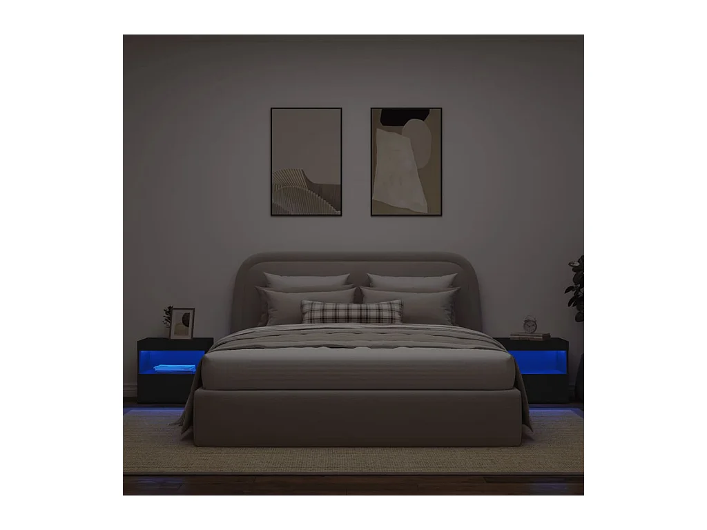 Nachtkastjes met LED-verlichting 2 stuks zwart 50x40x45 cm