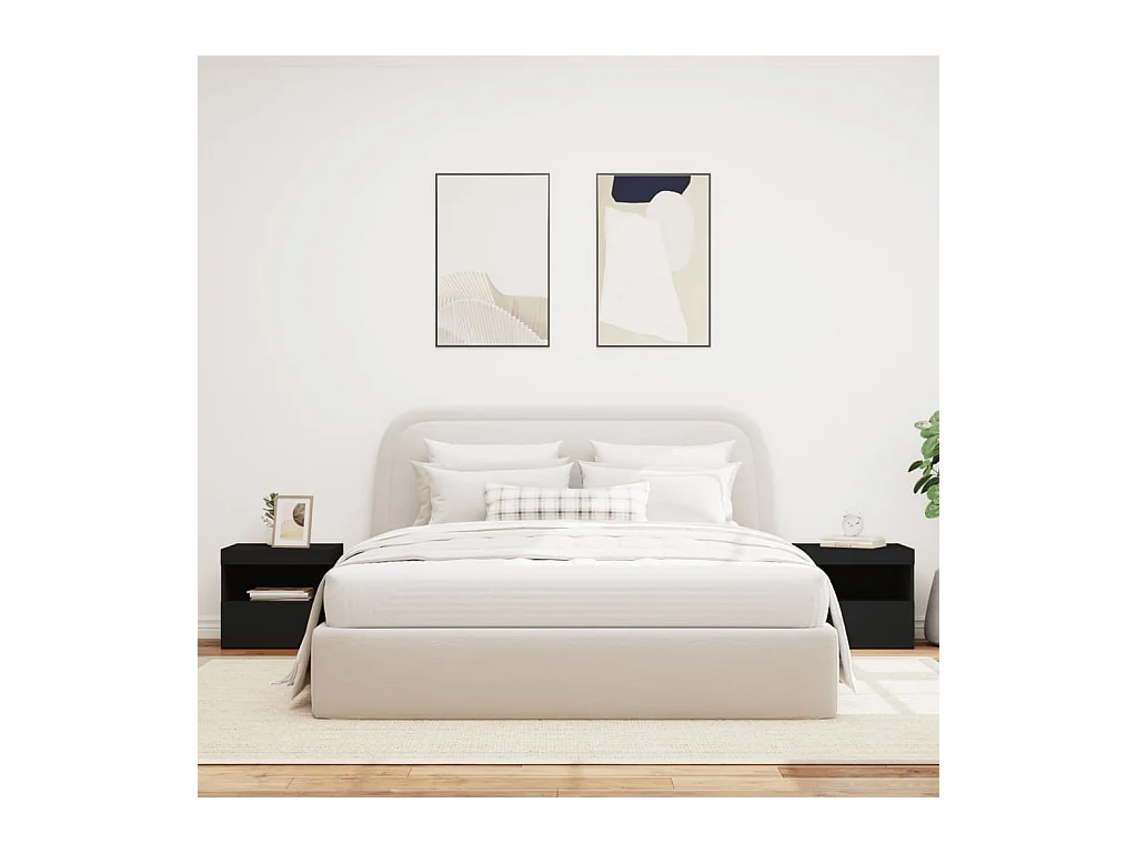 Nachtkastjes met LED-verlichting 2 stuks zwart 50x40x45 cm