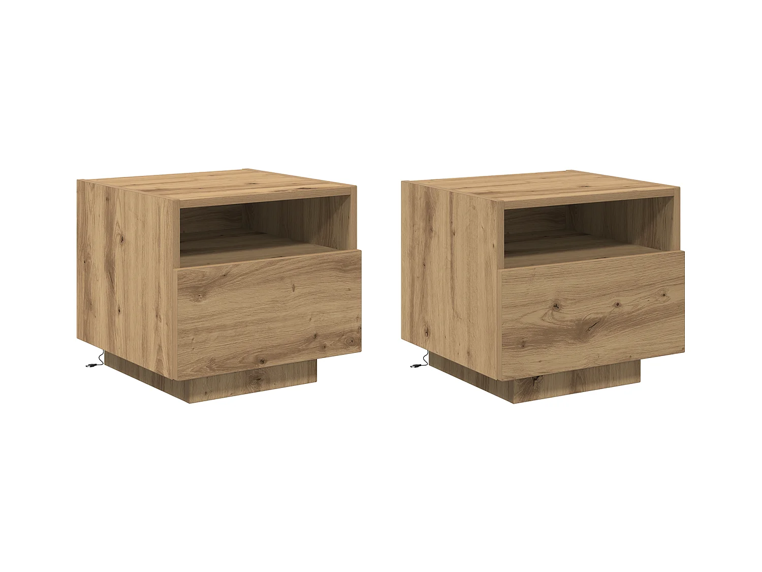 Nachtkastjes met LED-verlichting 2 stuks Handgemaakt eikenhout 40x39x37 cm