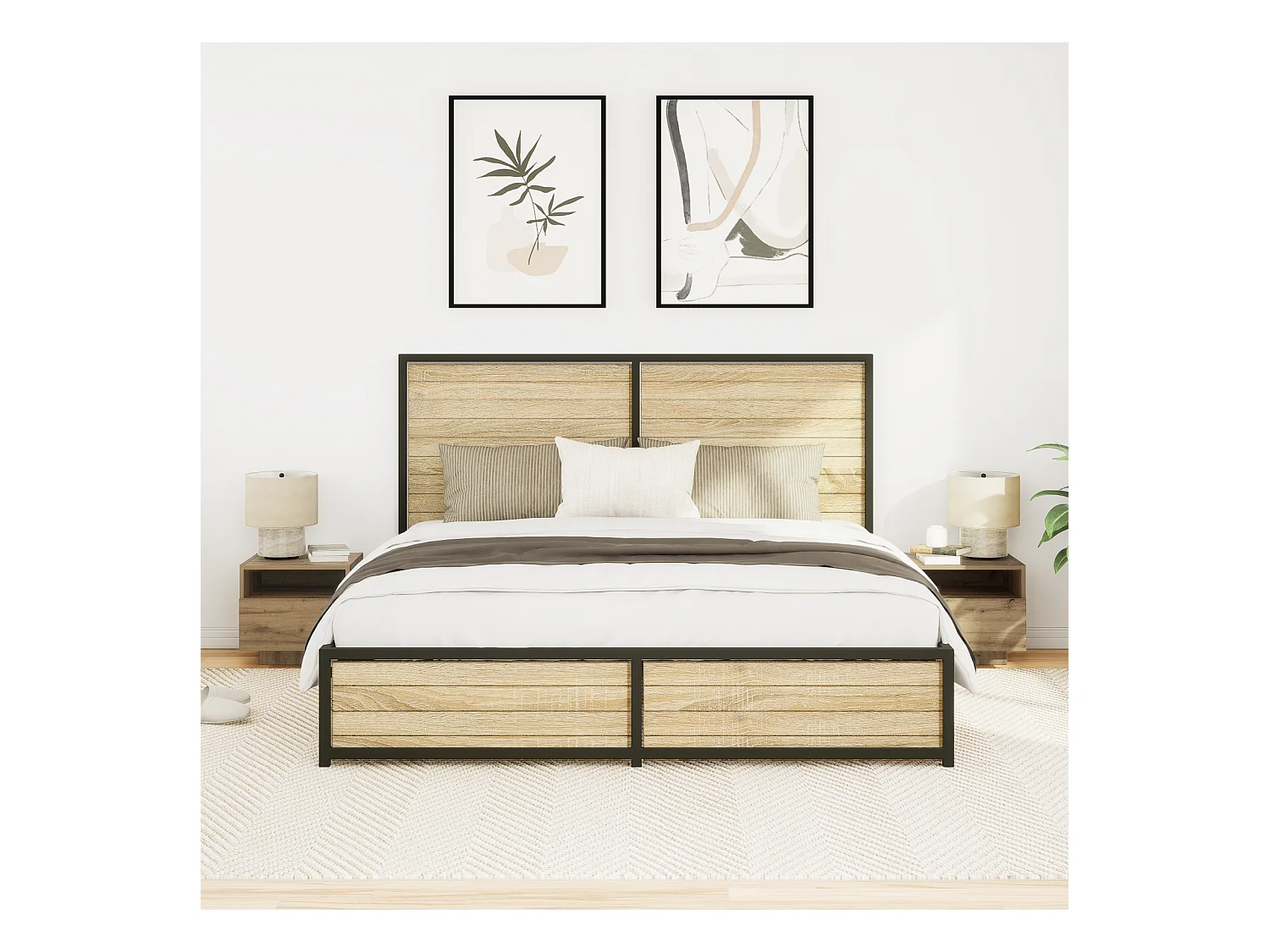 Nachtkastjes met LED-verlichting 2 stuks Handgemaakt eikenhout 40x39x37 cm