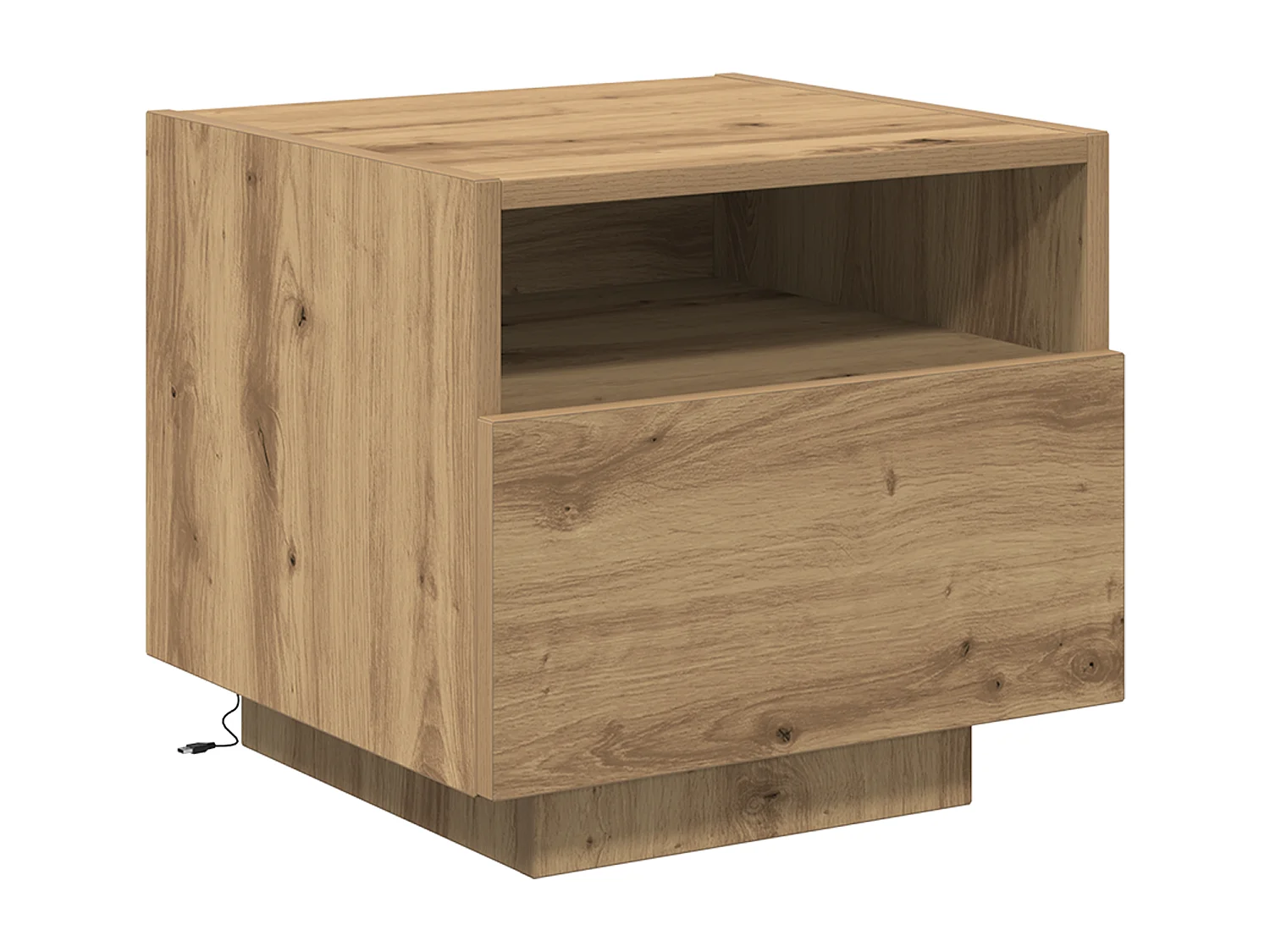 Nachtkastjes met LED-verlichting 2 stuks Handgemaakt eikenhout 40x39x37 cm