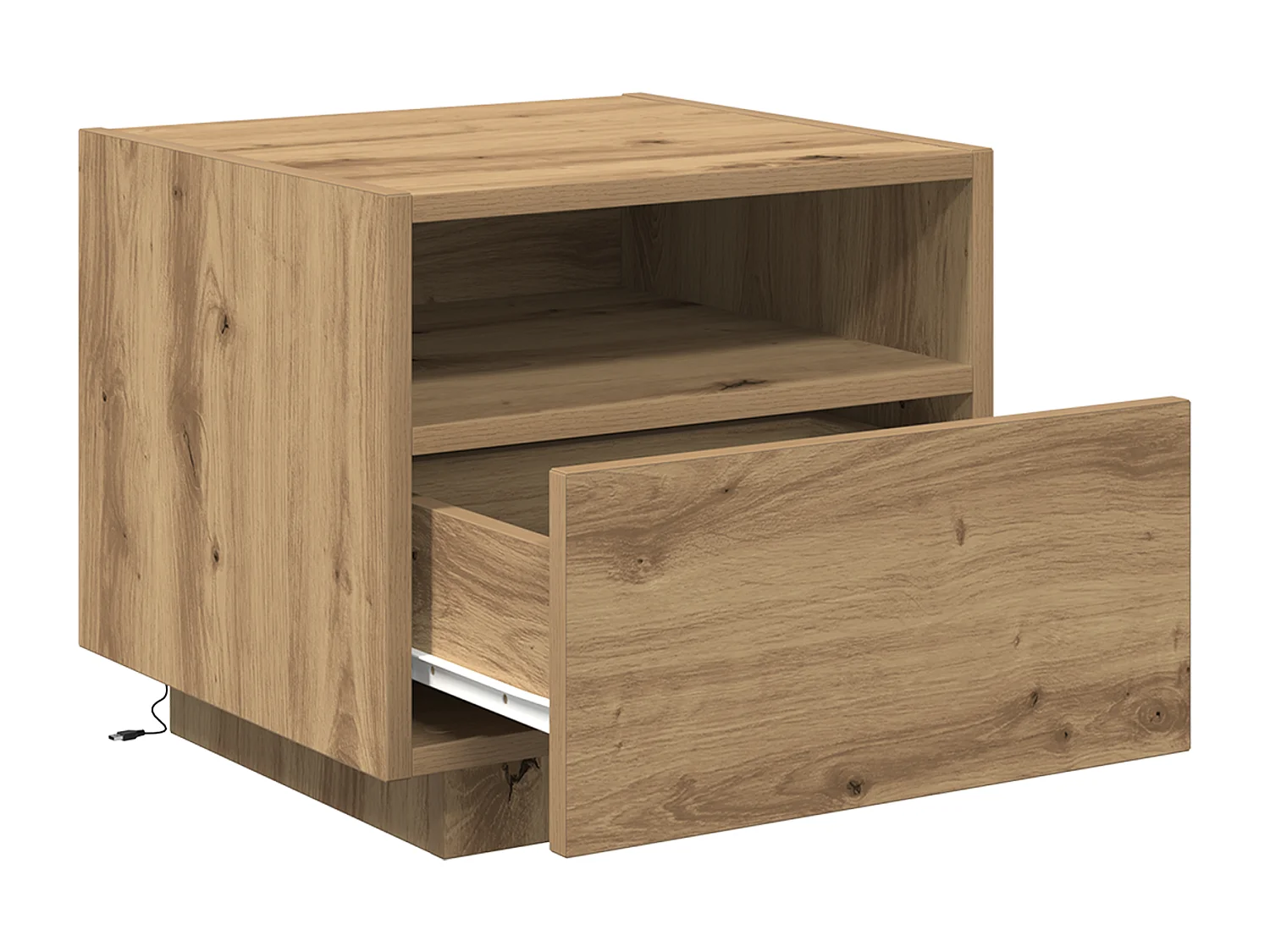 Nachtkastjes met LED-verlichting 2 stuks Handgemaakt eikenhout 40x39x37 cm